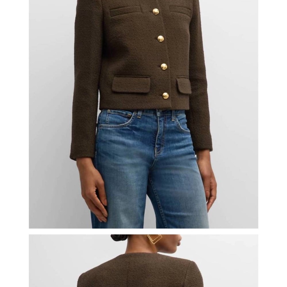 Nili Lotan Paige Brown Jacket with Gold Buttons